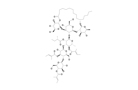 #3;CALYSOLIN-VII;(11S)-JALAPINOLIC-ACID-11-O-(4-O-TIGLOYL)-BETA-D-GLUCOPYRANOSYL-(1->4)-O-(3-O-TIGLOYL)-BETA-D-GLUCOPYRANOSYL-(1->3)-O-[2-O-(2S)-METHYLBUTYRYL,