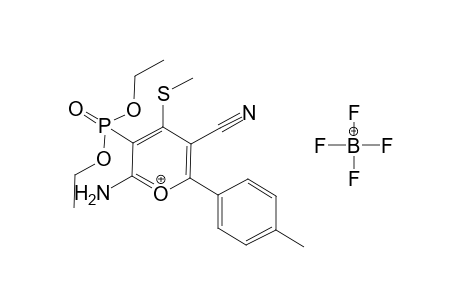 2-Amino-5-cyano-3-(diethoxy-phosphoryl)-4-methylsulfanyl-6-p-tolyl-pyranylium tetrafluoro borate