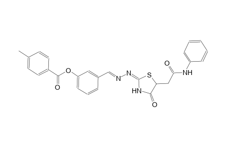 3-((E)-{(2E)-2-[5-(2-anilino-2-oxoethyl)-4-oxo-1,3-thiazolidin-2-ylidene]hydrazono}methyl)phenyl 4-methylbenzoate