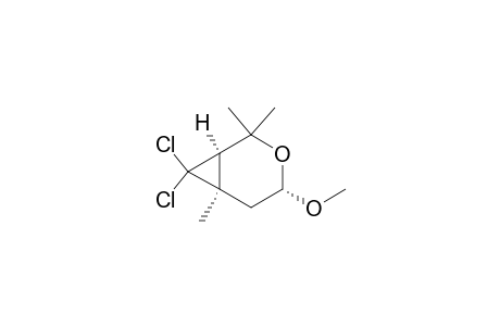 3-Oxabicyclo[4.1.0]heptane, 7,7-dichloro-4-methoxy-2,2,6-trimethyl-, (1.alpha.,4.alpha.,6.alpha.)-(.+-.)-