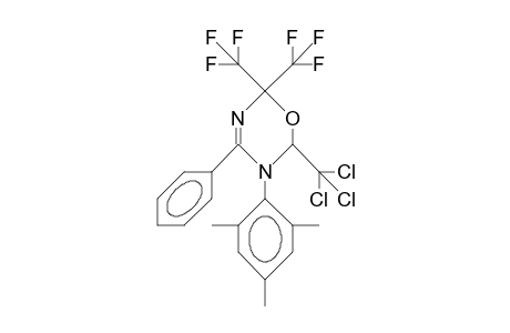 2,2-Bis(trifluoromethyl)-4-phenyl-6-trichloromethyl-5-(2,4,6-trimethyl-phenyl)-2H,6H-1,3,5-oxadiazine