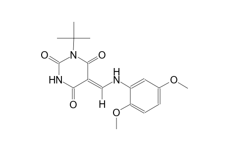(5Z)-1-tert-butyl-5-[(2,5-dimethoxyanilino)methylene]-2,4,6(1H,3H,5H)-pyrimidinetrione