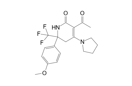 5-Acetyl-2-(4-methoxyphenyl)-4-(1-pyrrolidinyl)-2-(trifluoromethyl)-1,3-dihydropyridin-6-one