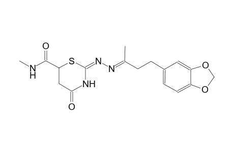 (2E)-2-{(2E)-2-[3-(1,3-benzodioxol-5-yl)-1-methylpropylidene]hydrazono}-N-methyl-4-oxotetrahydro-2H-1,3-thiazine-6-carboxamide