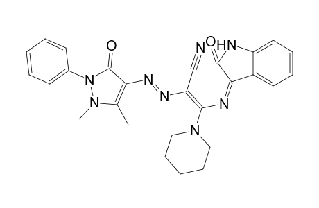 (E)-2-((E)-(1,5-dimethyl-3-oxo-2-phenyl-2,3-dihydro-1H-pyrazol-4-yl) diazenyl)-3-((Z)-2-oxoindolin-3-ylideneamino)-3-(piperidin-1-yl)acrylonitrile