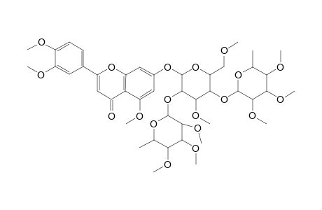 4H-1-Benzopyran-4-one, 7-[(O-6-deoxy-2,3,4-tri-O-methyl-.alpha.-L-mannopyranosyl-(1.fwdarw.2)-O-[6-deoxy-2,3,4-tri-O-methyl-.alpha.-L-mannopyranosyl-(1.fwdarw.4)]-3,6-di-O-methyl-.beta.-D-glucopyranosyl)oxy]-2-(3,4-dimethoxyphenyl)-5-methoxy-