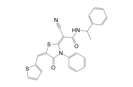 (2E)-2-cyano-2-[(5E)-4-oxo-3-phenyl-5-(2-thienylmethylene)-1,3-thiazolidin-2-ylidene]-N-(1-phenylethyl)ethanamide