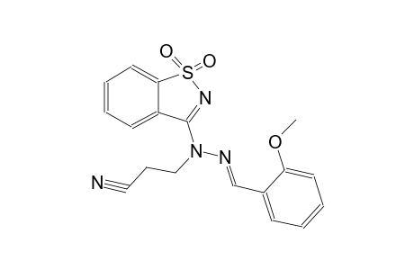 propanenitrile, 3-[(2E)-1-(1,1-dioxido-1,2-benzisothiazol-3-yl)-2-[(2-methoxyphenyl)methylene]hydrazino]-