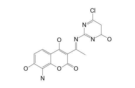 8-AMINO-3-[1-(6-CHLORO-4-HYDROXY-4,5-DIHYDRO-PYRIMIDIN-2-YL-IMINO)-ETHYL]-4,7-DIHYDROXY-CHROMEN-2-ONE