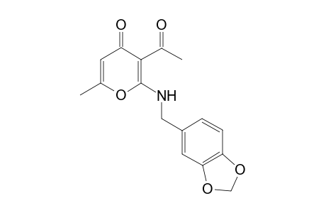 4H-Pyran-4-one, 3-acetyl-2-[(1,3-benzodioxol-5-ylmethyl)amino]-6-methyl-