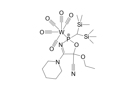 {Pentacarbonyl[2-bis(trimethylsilyl)methyl-5-cyano-5-ethoxy-4-(1-piperidino)-.delta.(3)-1,3,2-oxazaphospholene-.xi.P]tungsten(0)}