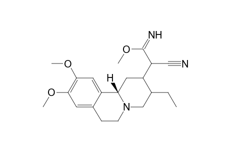 2H-Benzo[a]quinolizine-2-ethanimidic acid, .alpha.-cyano-3-ethyl-1,3,4,6,7,11b-hexahydro-9,10-dimethoxy-, methyl ester, (2.alpha.,3.alpha.,11b.beta.)-(.+-.)-