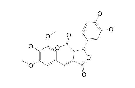 BETA,BETA'-GAMMA-LACTONE-SA-CAFA-DIMER;(4E)-2-(3,4-DIHYDROXYPHENYL)-4-(4-HYDROXY-3,5-DIMETHOXYBENZYLIDENE)-5-OXOTETRAHYDROFURAN-3-CARBOXYLIC-ACID