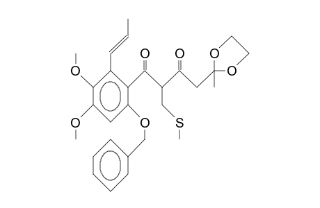 6'-Benzyloxy-3-oxo-3',4'-dimethoxy-2-methylthiomethyl-4-(2-methyl-1,3-dioxolan-2-yl)-2'-(1-propenyl)-butyrophenone
