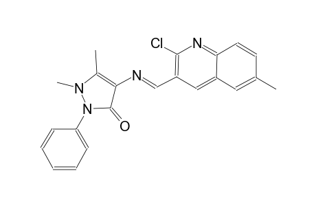 4-{[(E)-(2-chloro-6-methyl-3-quinolinyl)methylidene]amino}-1,5-dimethyl-2-phenyl-1,2-dihydro-3H-pyrazol-3-one