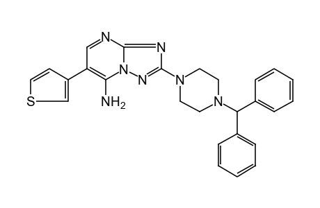 7-AMINO-2-[4-(DIPHENYLMETHYL)-1-PIPERAZINYL]-6-(3-THIENYL)-s-TRIAZOLO-[1,5-a]PYRIMIDINE