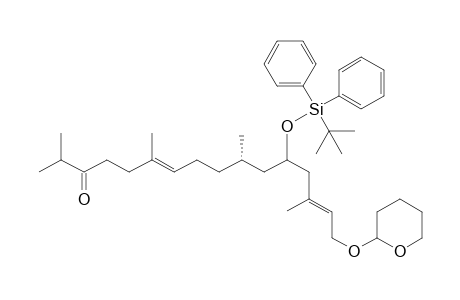 (10S)-2,6,10,14-Tetramethyl-12-tert-butyldiphenylsiloxy-16-tetrahydropyranoxy-6E.14E-hexadecadienyl-3-one