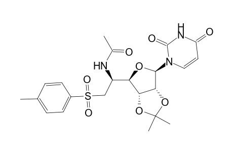 1-[5-N-Acetyl-5-amino-5,6-dideoxy-2,3-O-isopropylidene-6-(p-toluenesulfonyl)-.beta,-D-allofuranosyl]uracil