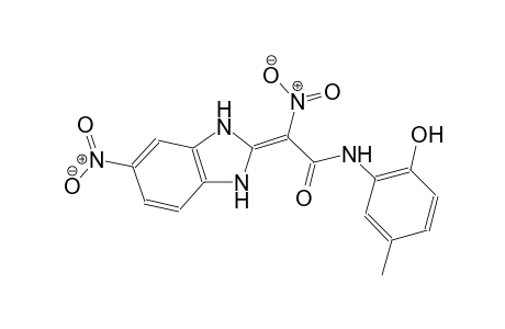 (2Z)-N-(2-hydroxy-5-methylphenyl)-2-nitro-2-(5-nitro-1,3-dihydro-2H-benzimidazol-2-ylidene)ethanamide