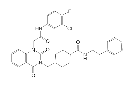 4-[(1-[2-(3-chloro-4-fluoroanilino)-2-oxoethyl]-2,4-dioxo-1,4-dihydro-3(2H)-quinazolinyl)methyl]-N-(2-phenylethyl)cyclohexanecarboxamide