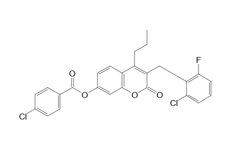 3-(2-chloro-6-fluorobenzyl)-7-hydroxy-4-propylcoumarin, p-chlorobenzoate