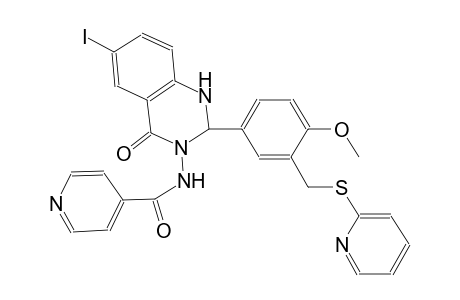 N-(6-iodo-2-{4-methoxy-3-[(2-pyridinylsulfanyl)methyl]phenyl}-4-oxo-1,4-dihydro-3(2H)-quinazolinyl)isonicotinamide