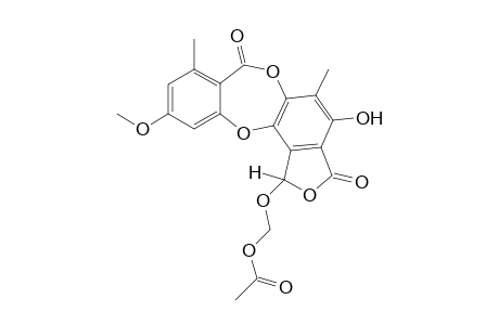 1-(Acetoxymethyl)-1,4-dihydroxy-10-methoxy-5,8-dimethyl-3,7-dioxo-1,3-dihydro-7H-isobenzo[furo[4,5-b]-(1,4)]-benzodioxepine