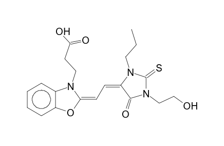 3-((2Z)-2-((2Z)-2-[1-(2-Hydroxyethyl)-5-oxo-3-propyl-2-thioxo-4-imidazolidinylidene]ethylidene)-1,3-benzoxazol-3(2H)-yl)propanoic acid