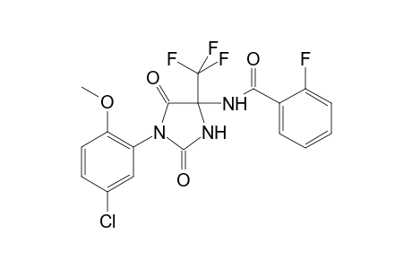 N-[1-(5-chloro-2-methoxyphenyl)-2,5-dioxo-4-(trifluoromethyl)imidazolidin-4-yl]-2-fluorobenzamide