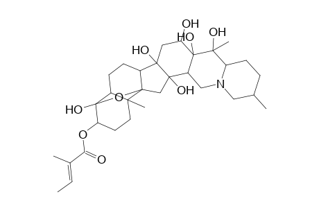 Cevane-3,4,12,14,16,17,20-heptol, 4,9-epoxy-, 3-(2-methyl-2-butenoate), [3.beta.(Z),4.alpha.,16.beta.]-