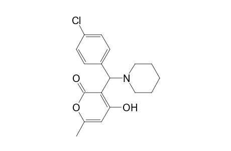 2H-Pyran-2-one, 3-[(4-chlorophenyl)-1-piperidinylmethyl]-4-hydroxy-6-methyl-