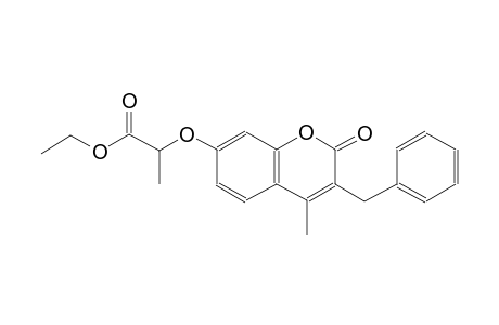 propanoic acid, 2-[[4-methyl-2-oxo-3-(phenylmethyl)-2H-1-benzopyran-7-yl]oxy]-, ethyl ester