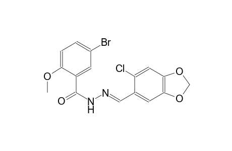 5-bromo-N'-[(E)-(6-chloro-1,3-benzodioxol-5-yl)methylidene]-2-methoxybenzohydrazide