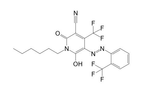 3-Cyano-1-hexyl-6-hydroxy-5-[2-(trifluoromethyl)phenylazo]-4-trifluoromethyl-2-pyridone