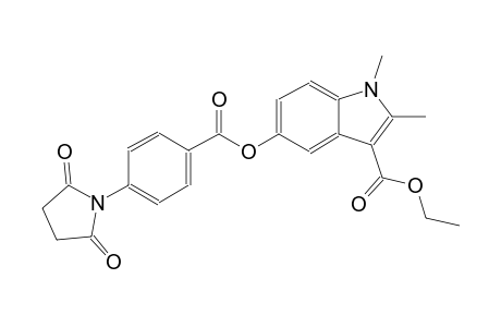 ethyl 5-{[4-(2,5-dioxo-1-pyrrolidinyl)benzoyl]oxy}-1,2-dimethyl-1H-indole-3-carboxylate