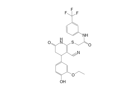 2-{[3-cyano-4-(3-ethoxy-4-hydroxyphenyl)-6-oxo-1,4,5,6-tetrahydro-2-pyridinyl]sulfanyl}-N-[3-(trifluoromethyl)phenyl]acetamide
