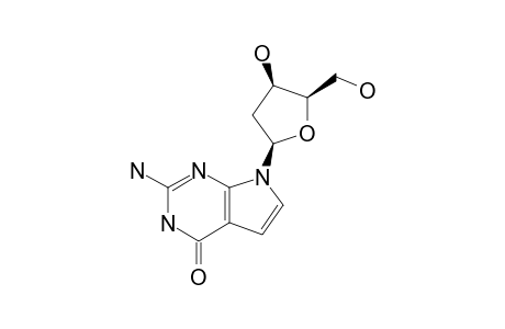 2-AMINO-7-(2-DEOXY-BETA-D-THREO-PENTOFURANOSYL)-7H-PYRROLO-[2,3-D]-PYRIMIDIN-4(3H)-ONE