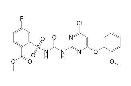 Benzoic acid, 2-[[[[[4-chloro-6-(2-methoxyphenoxy)-2-pyrimidinyl]amino]carbonyl]amino]sulfonyl]-4-fluoro-, methyl ester