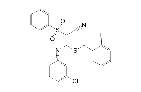 2-propenenitrile, 3-[(3-chlorophenyl)amino]-3-[[(2-fluorophenyl)methyl]thio]-2-(phenylsulfonyl)-, (2E)-