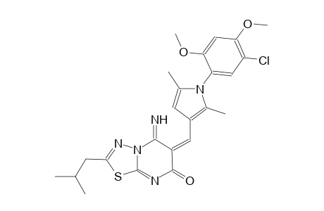 (6E)-6-{[1-(5-chloro-2,4-dimethoxyphenyl)-2,5-dimethyl-1H-pyrrol-3-yl]methylene}-5-imino-2-isobutyl-5,6-dihydro-7H-[1,3,4]thiadiazolo[3,2-a]pyrimidin-7-one