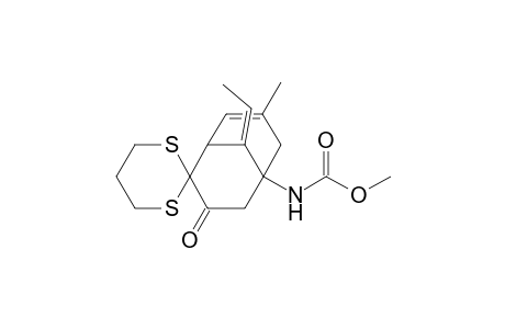(9E)-(+-)-[9-Ethylidene-3-methyl-7-oxo-6,6-(trimethylenedithio)bicyclo[3.3.1]non-3-en-1-yl]carbamic acid methyl ester