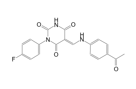 (5E)-5-[(4-acetylanilino)methylene]-1-(4-fluorophenyl)-2,4,6(1H,3H,5H)-pyrimidinetrione