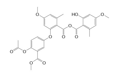 Benzoic acid, 2-[4-(acetyloxy)-3-(methoxycarbonyl)phenoxy]-4-methoxy-6-methyl-, anhydride with 2-hydroxy-4-methoxy-6-methylbenzoic acid