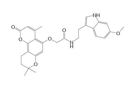 N-(2-(6-methoxy-1H-indol-3-yl)ethyl)-2-((4,8,8-trimethyl-2-oxo-2,8,9,10-tetrahydropyrano[2,3-f]chromen-5-yl)oxy)acetamide