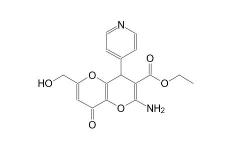 pyrano[3,2-b]pyran-3-carboxylic acid, 2-amino-4,8-dihydro-6-(hydroxymethyl)-8-oxo-4-(4-pyridinyl)-, ethyl ester