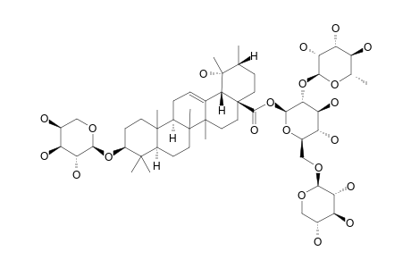 ILEXOSIDE V ; 3-O-alpha-L-ARABINOPYRANOSYL-POMOLIC ACID 28-O-(alpha-L-RHAMNOPYRANOSYL-(1-2))-(beta-D-XYLOPYRANOSYL (1-6))beta-D-GLUCOPYRANOSIDE