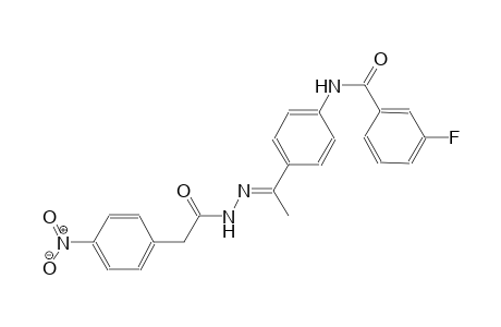 3-fluoro-N-(4-{(1E)-N-[(4-nitrophenyl)acetyl]ethanehydrazonoyl}phenyl)benzamide