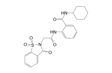 N-cyclohexyl-2-{[(1,1-dioxido-3-oxo-1,2-benzisothiazol-2(3H)-yl)acetyl]amino}benzamide