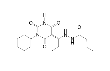 N'-[(1E)-1-(1-cyclohexyl-2,4,6-trioxotetrahydro-5(2H)-pyrimidinylidene)propyl]pentanohydrazide