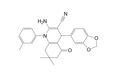 2-amino-4-(1,3-benzodioxol-5-yl)-7,7-dimethyl-1-(3-methylphenyl)-5-oxo-1,4,5,6,7,8-hexahydro-3-quinolinecarbonitrile